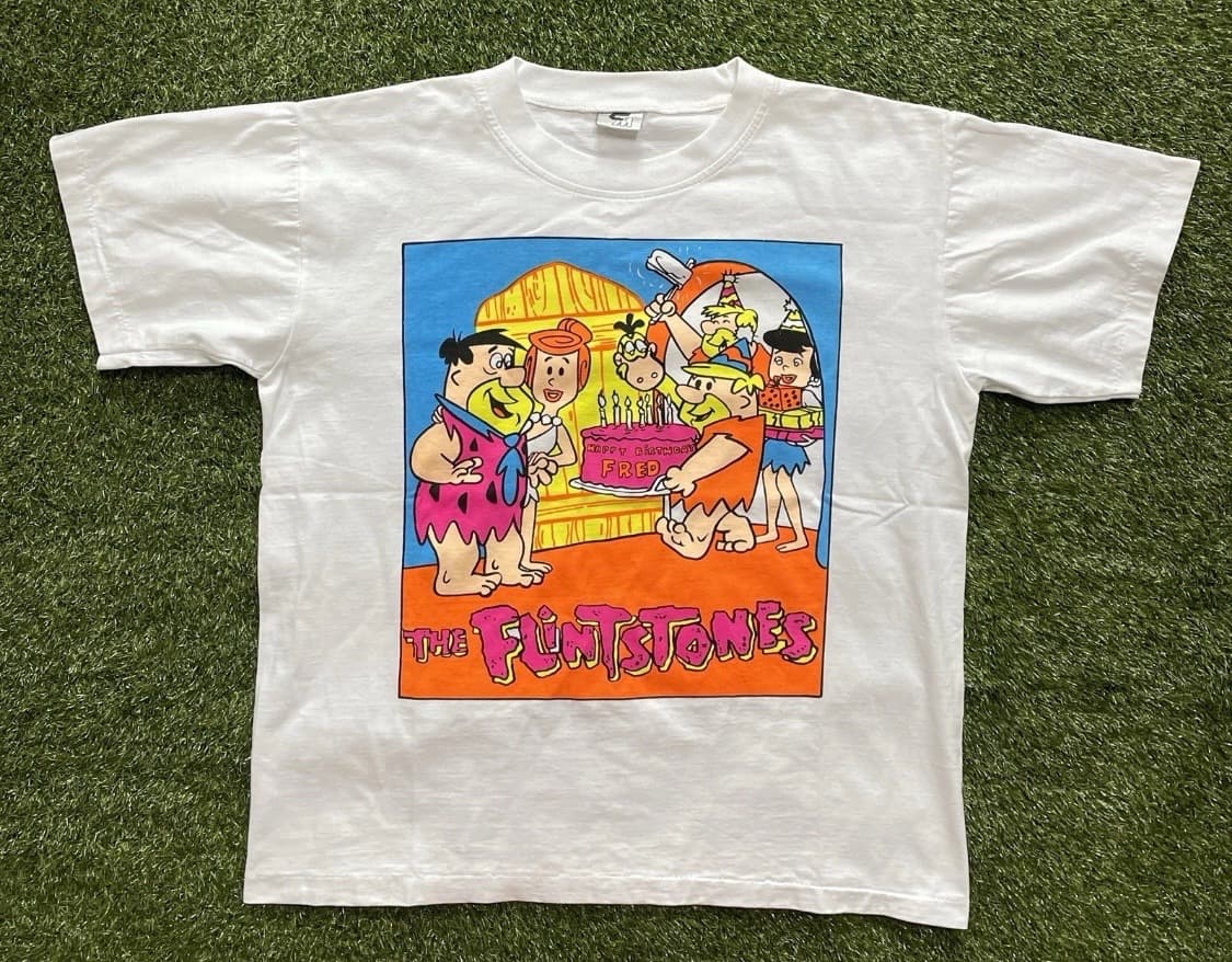 90s 빈티지 고인돌 가족 반팔티 상품이미지1