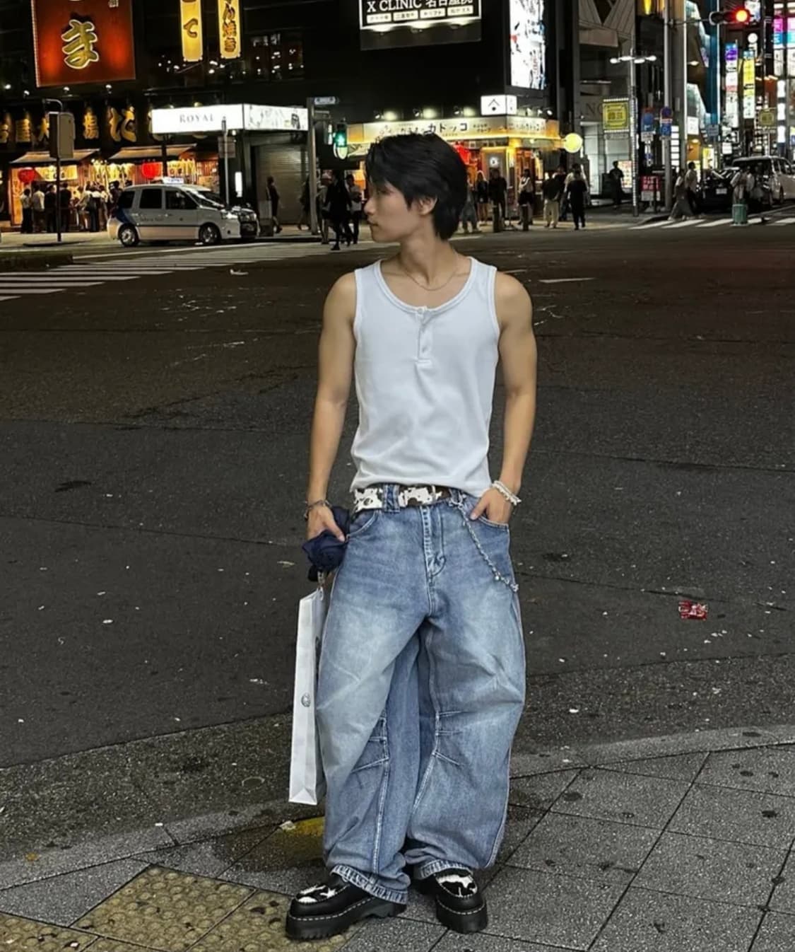 9999아카이브 (사이즈 3)테크니컬 커브드 데님팬츠 스카이블루  상품이미지1