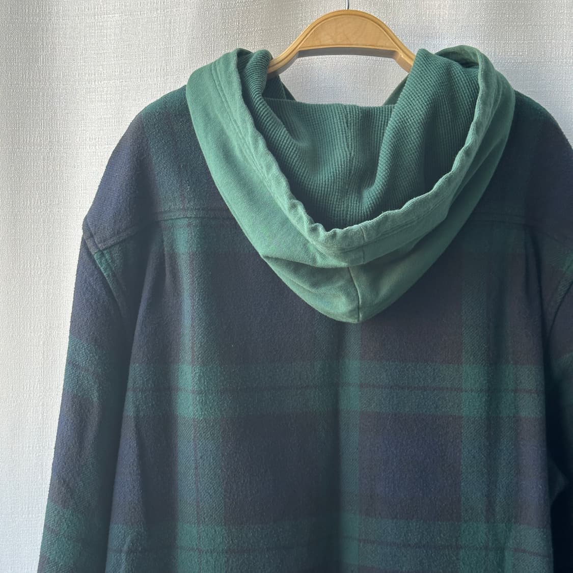 슈프림 16FW 후디드 체크 하프 집업 플란넬 셔츠 네이비 그린 L 상품이미지7