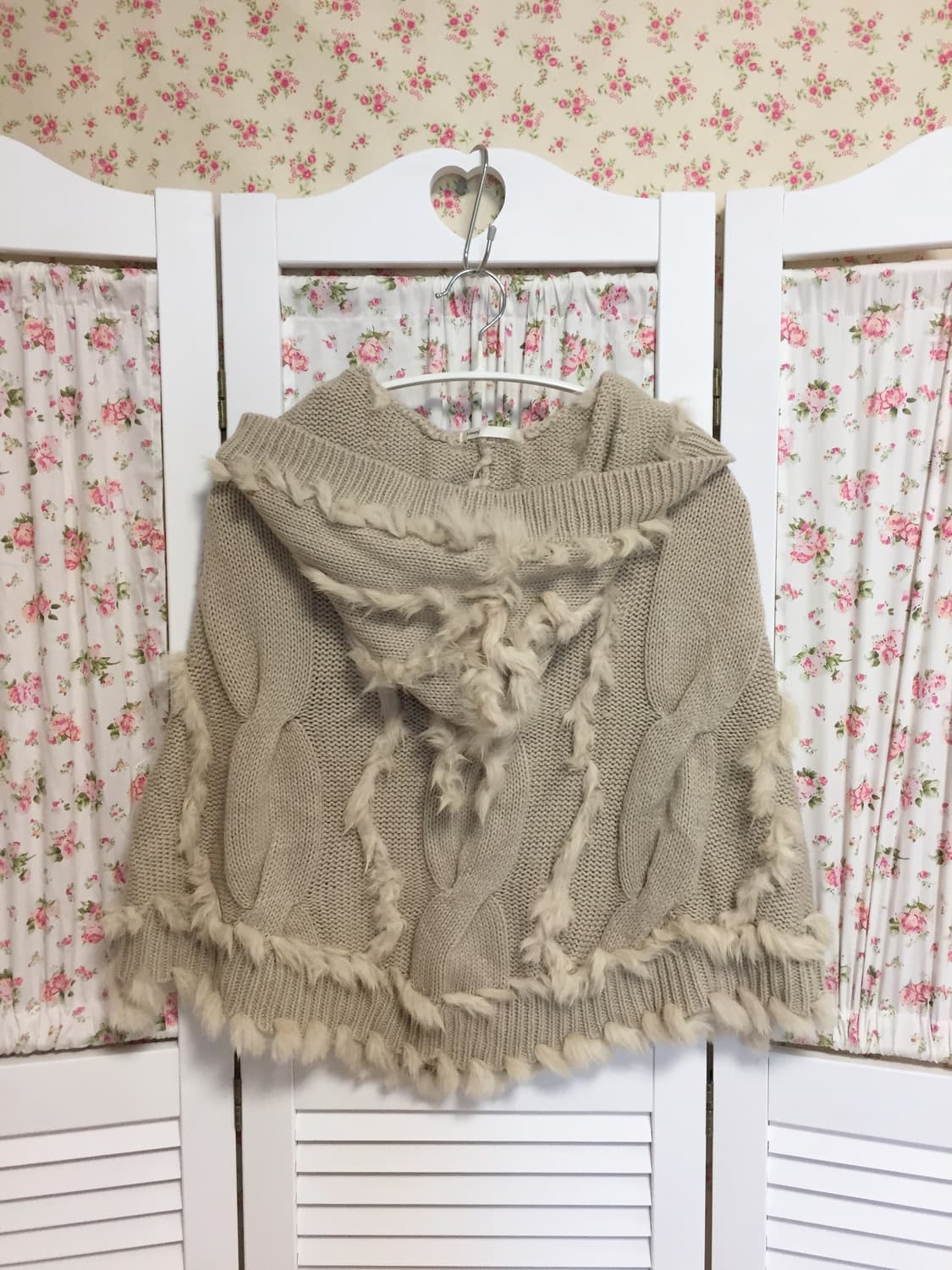 빈티지 모리걸 사와코 퍼 후드케이프 상품이미지4