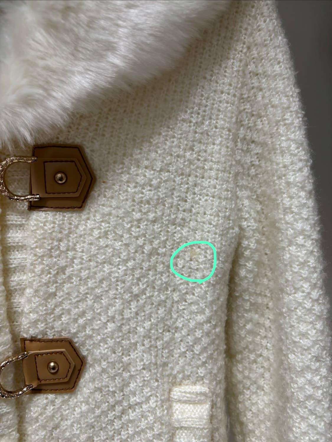 Cecil McBee 세실맥비 아이보리 퍼 니트자켓 M 금장 큐빅 갸루 상품이미지6