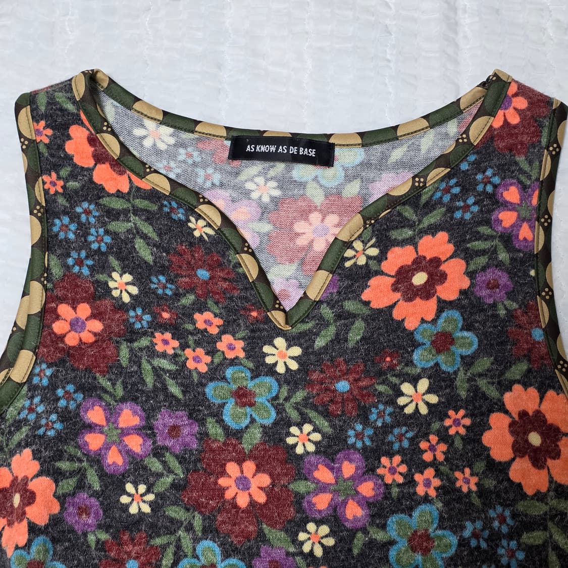 히피모리걸st 라떼 로맨틱 브라운 꽃무늬 니트 민소매롱원피스 상품이미지2