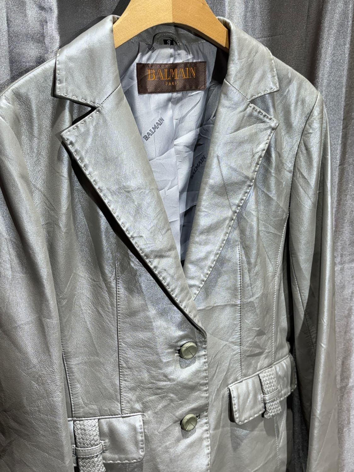 S BALMAIN 발망 글로시 레더 블레이저 상품이미지4