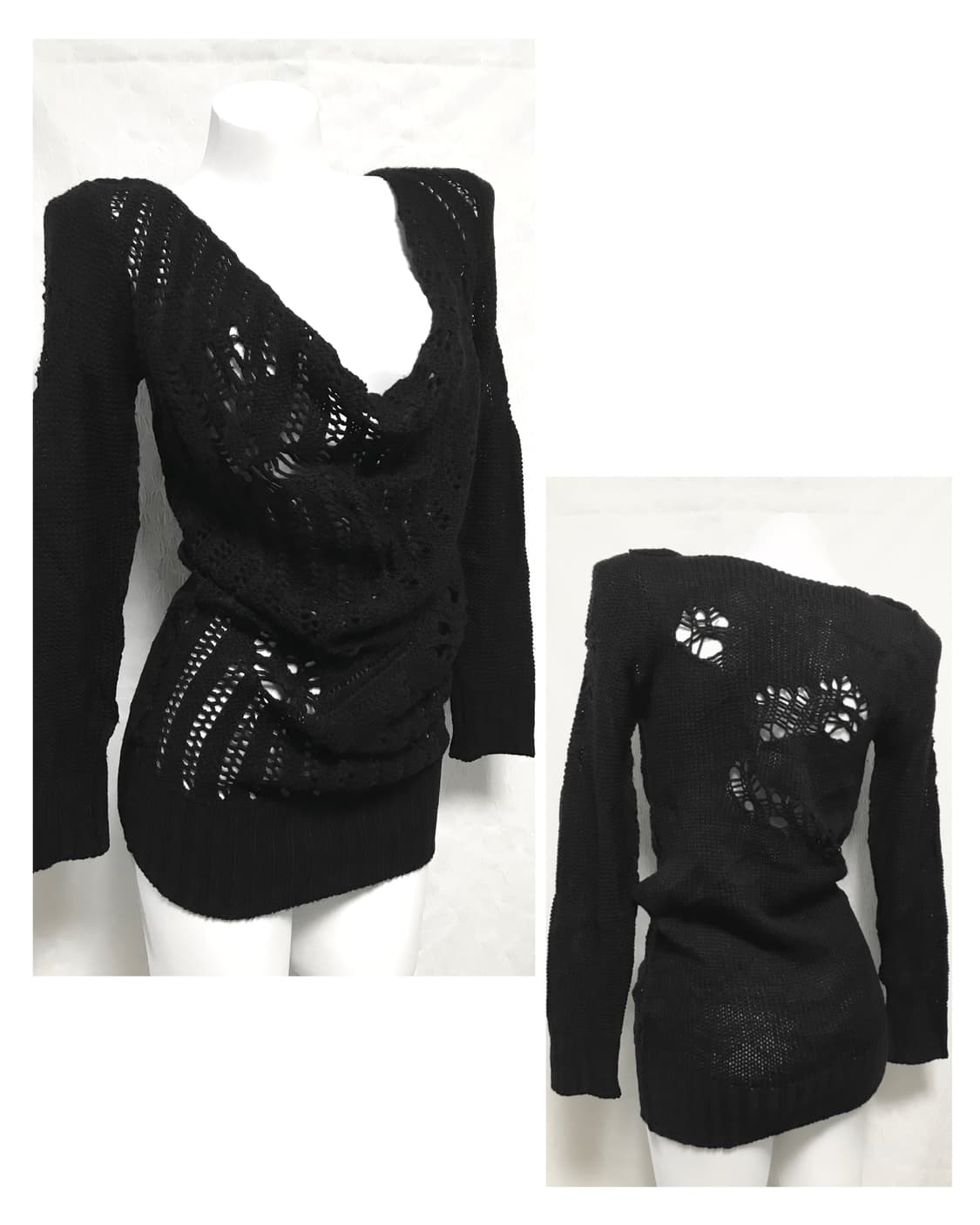 빈티지 고스트오브할렘 드레이프 데미지 니트 원피스 탑 상품이미지1