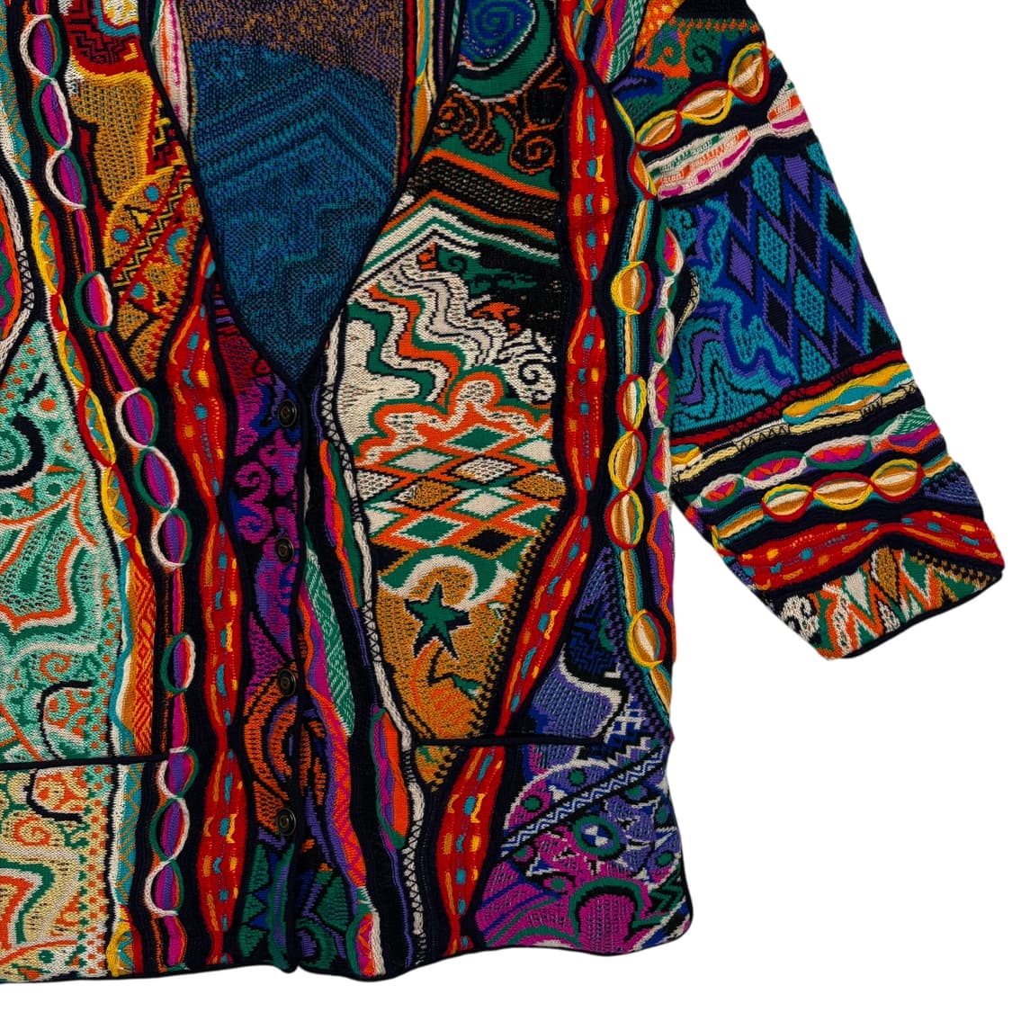 Coogi 쿠지 오스트레일리아 3D 에스닉 패턴 니트 가디건 M 상품이미지3