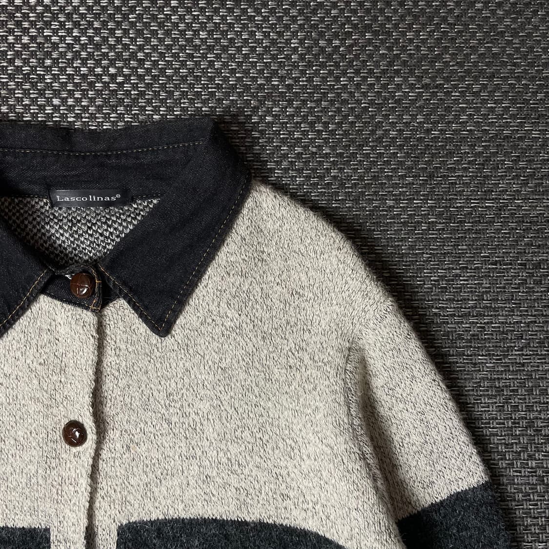 Lascolinas 그레이 블랙 올빼미 포켓 카라 가디건 M 상품이미지3