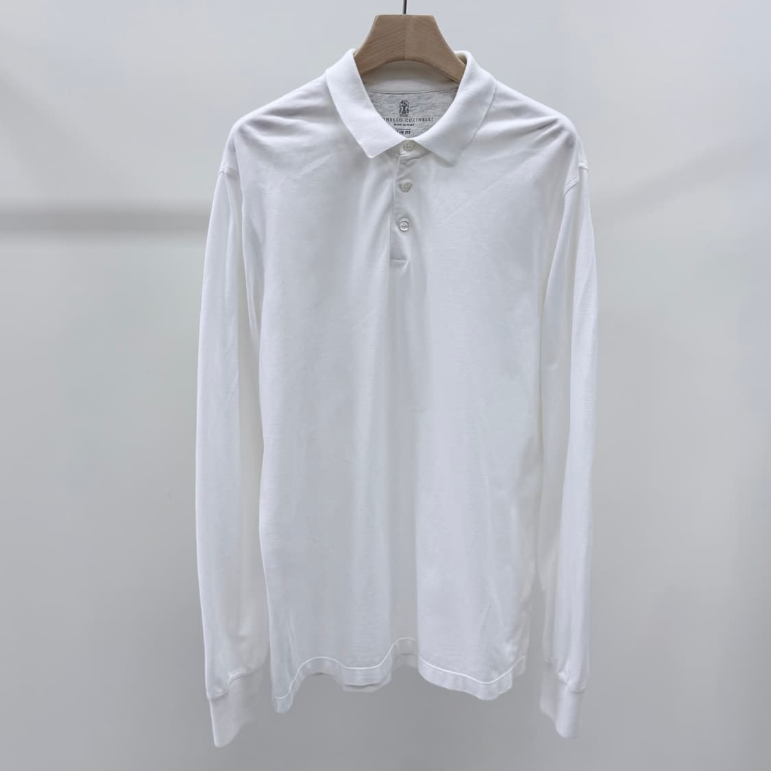 [A+급/2XL] 브루넬로 쿠치넬리 긴팔 폴로 카라티 화이트 상품이미지1