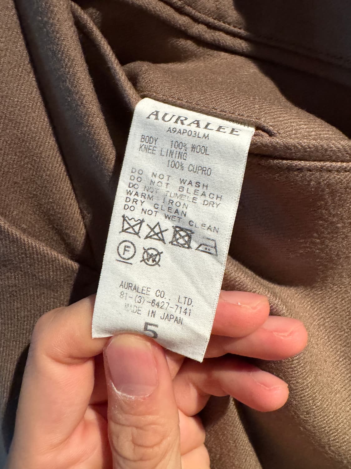 오라리 /라이트 멜튼 와이드 슬랙스 코코아/ 5 상품이미지3