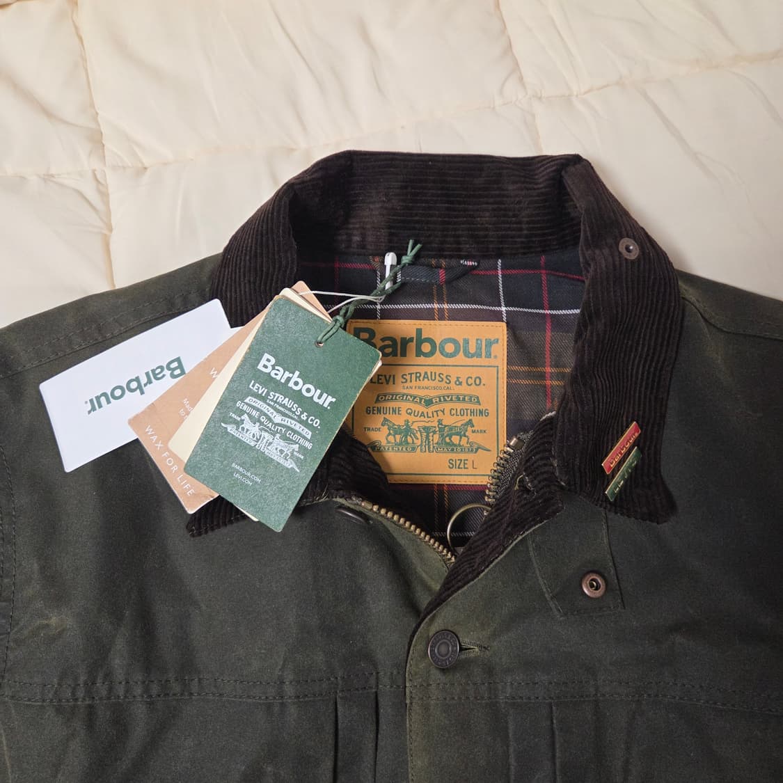 리바이스 x 바버 타입 2 왁스드 자켓 올리브 왁스 L 상품이미지3