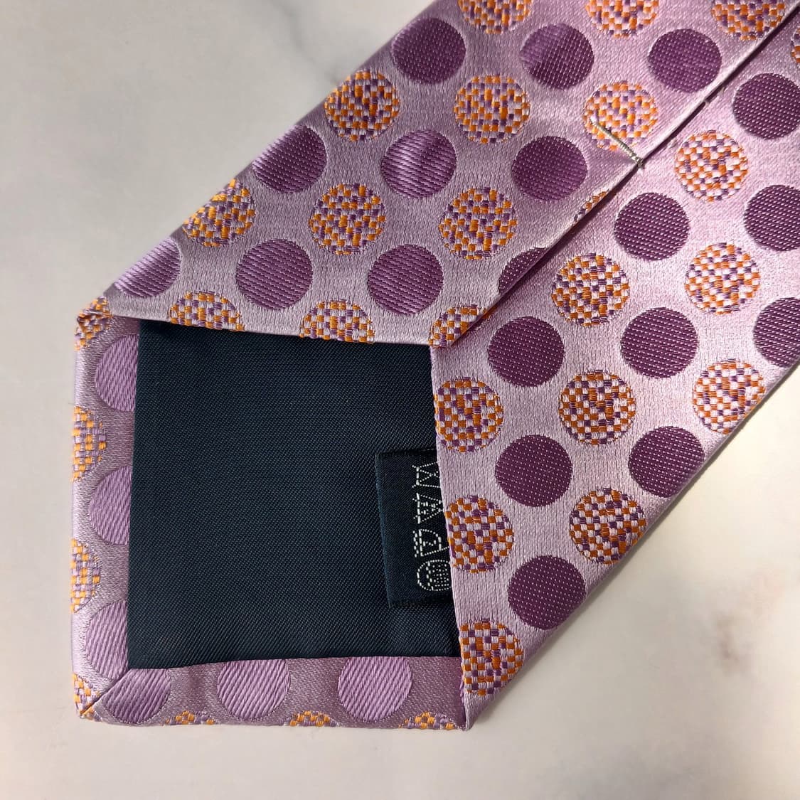 아쿠아스큐텀 퍼플핑크 도트 패턴 넥타이 9.2cm A+등급 E821 상품이미지8