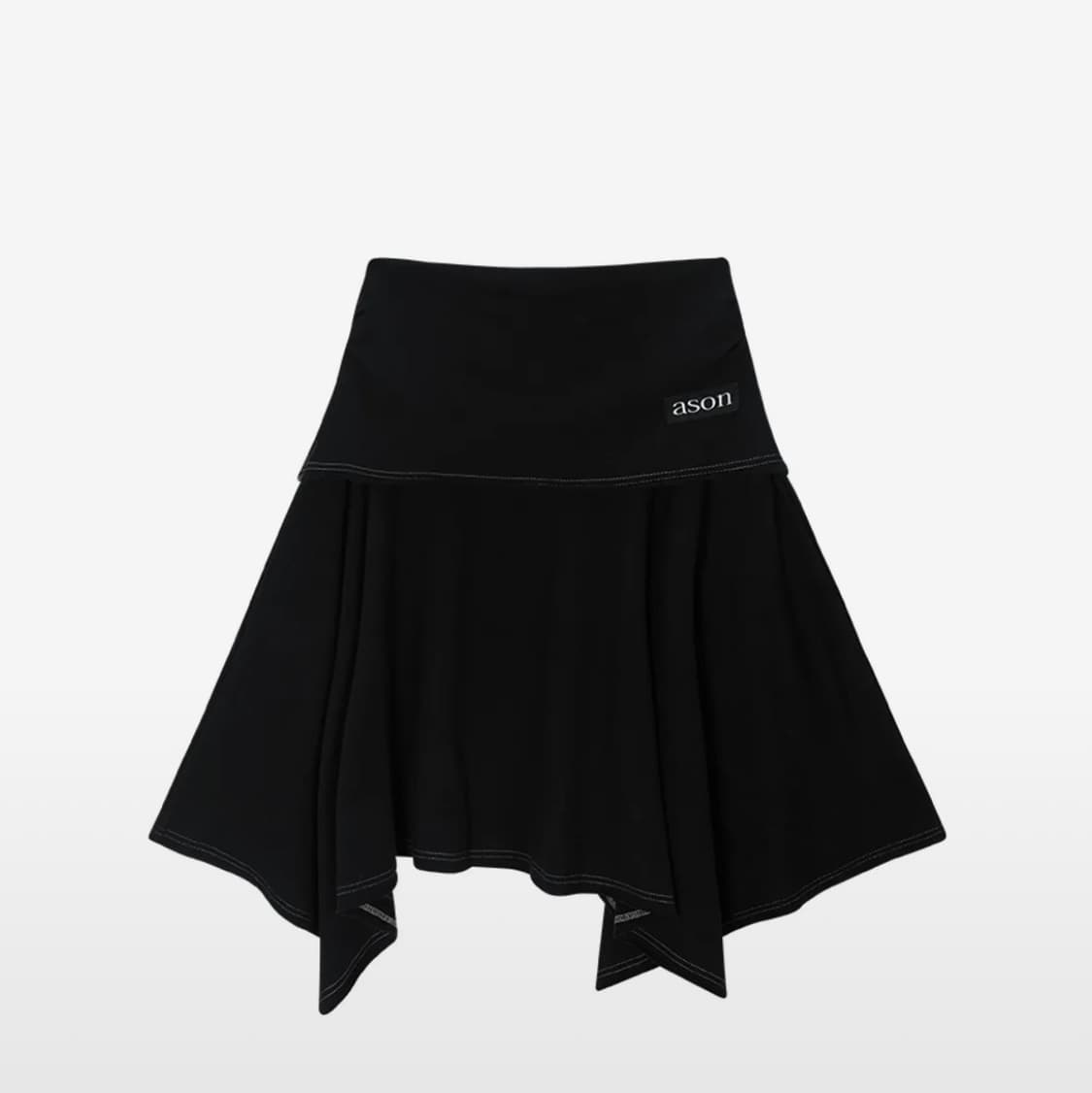 애즈온 레나 언발란스 레이어드 스커트 블랙 상품이미지1