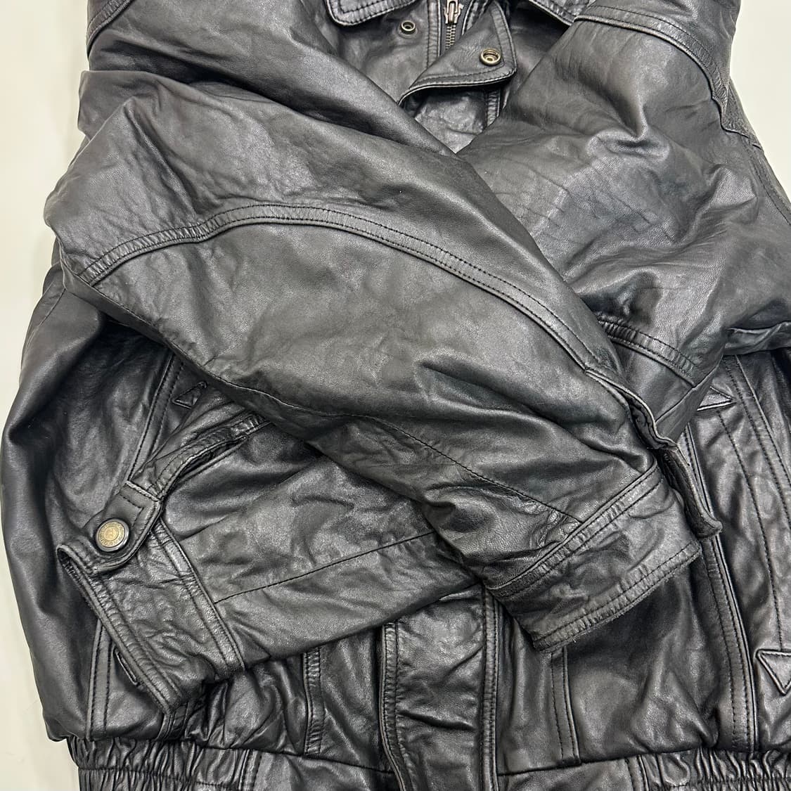 빈티지 램스킨 레더 봄버 자켓 상품이미지2