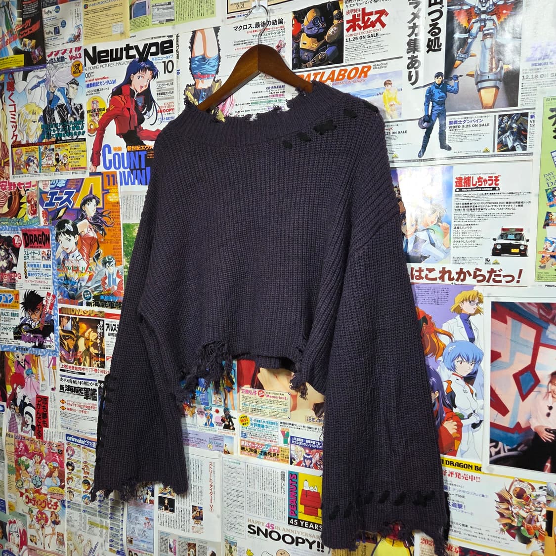 JPN 엑시즈팜 퍼플 그런지 크롭 니트 상품이미지5