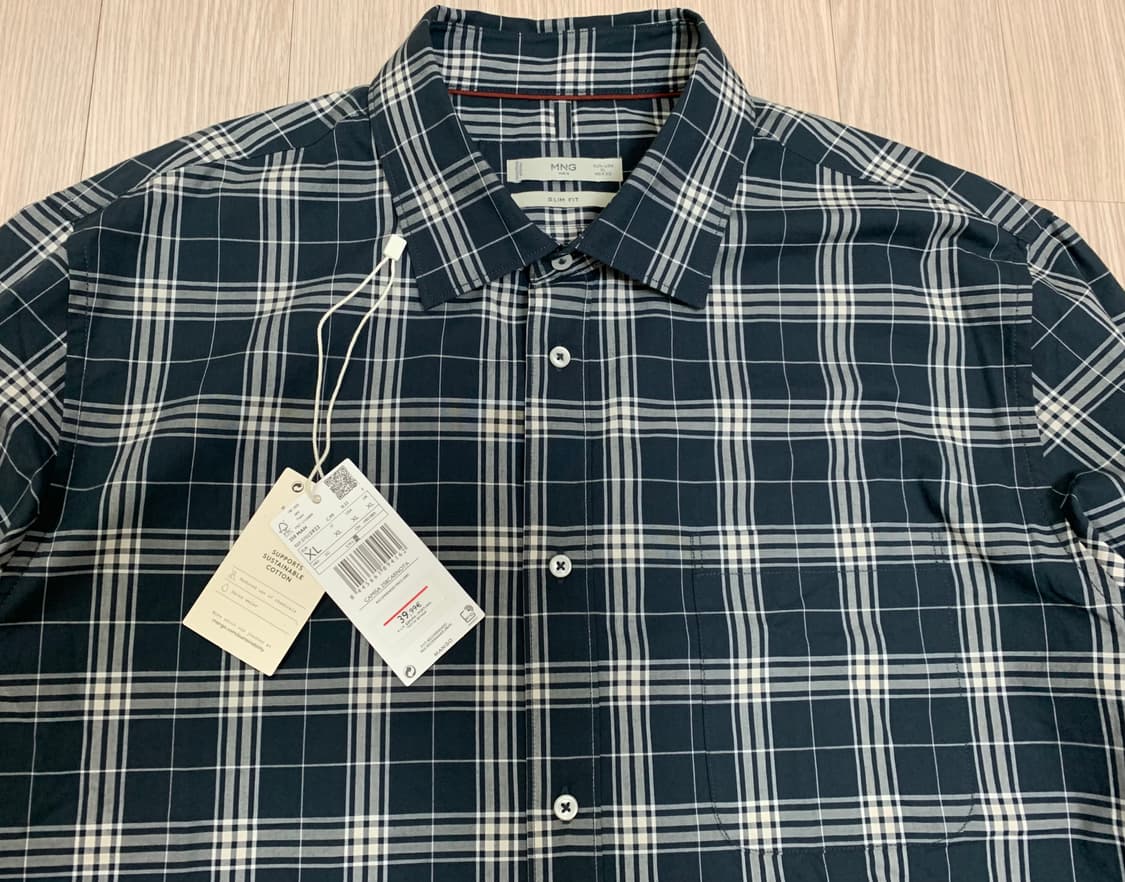 MANGO 망고 체크 셔츠 네이비 상품이미지9