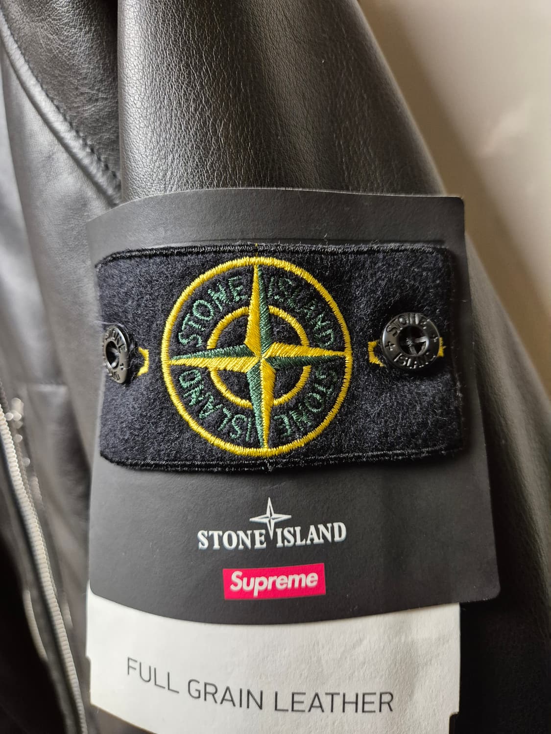 슈프림 스톤아일랜드 레더 봄버 자켓 L 상품이미지3