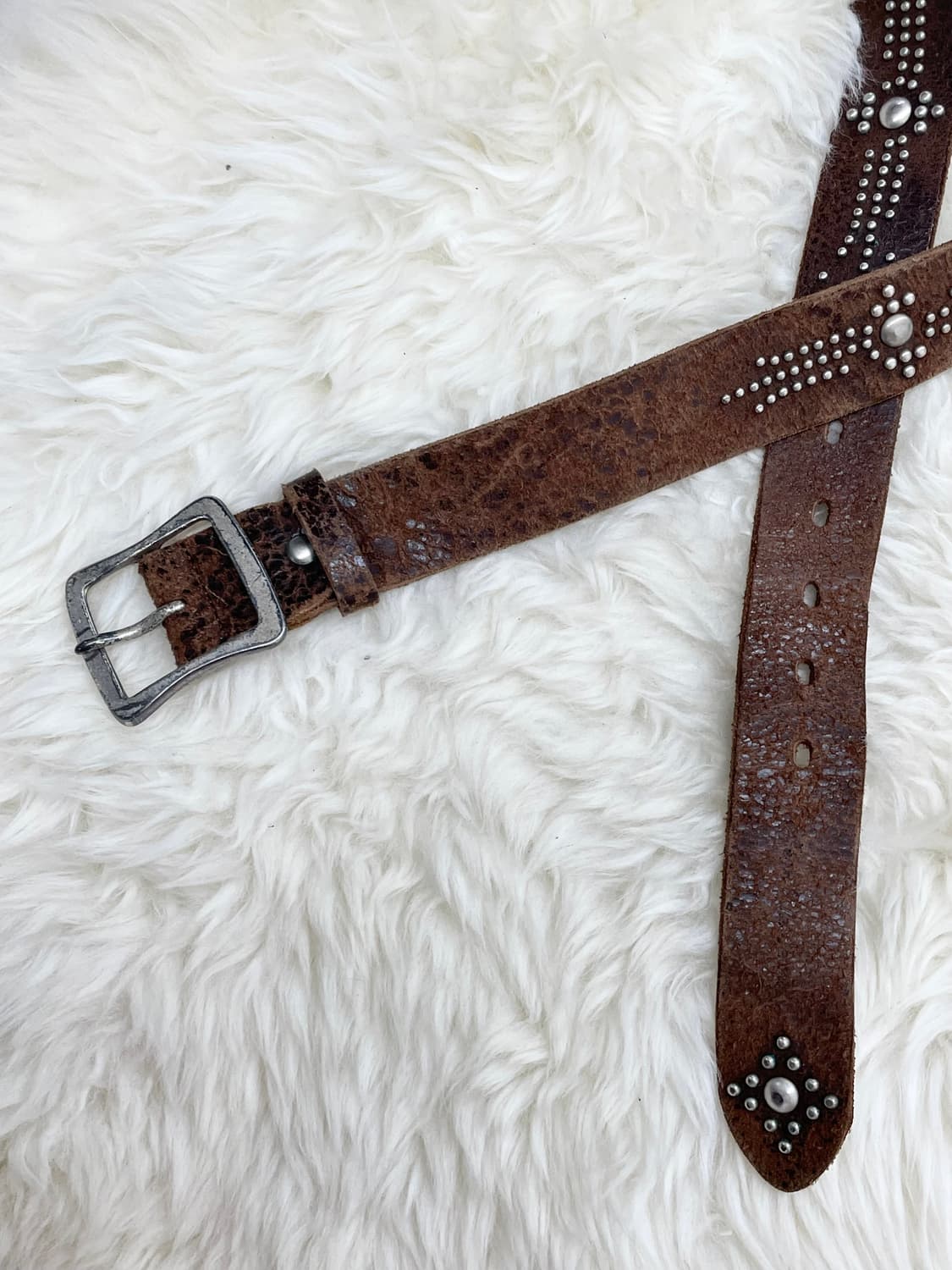 리얼레더 웨스턴 스터드 버클 벨트 상품이미지6
