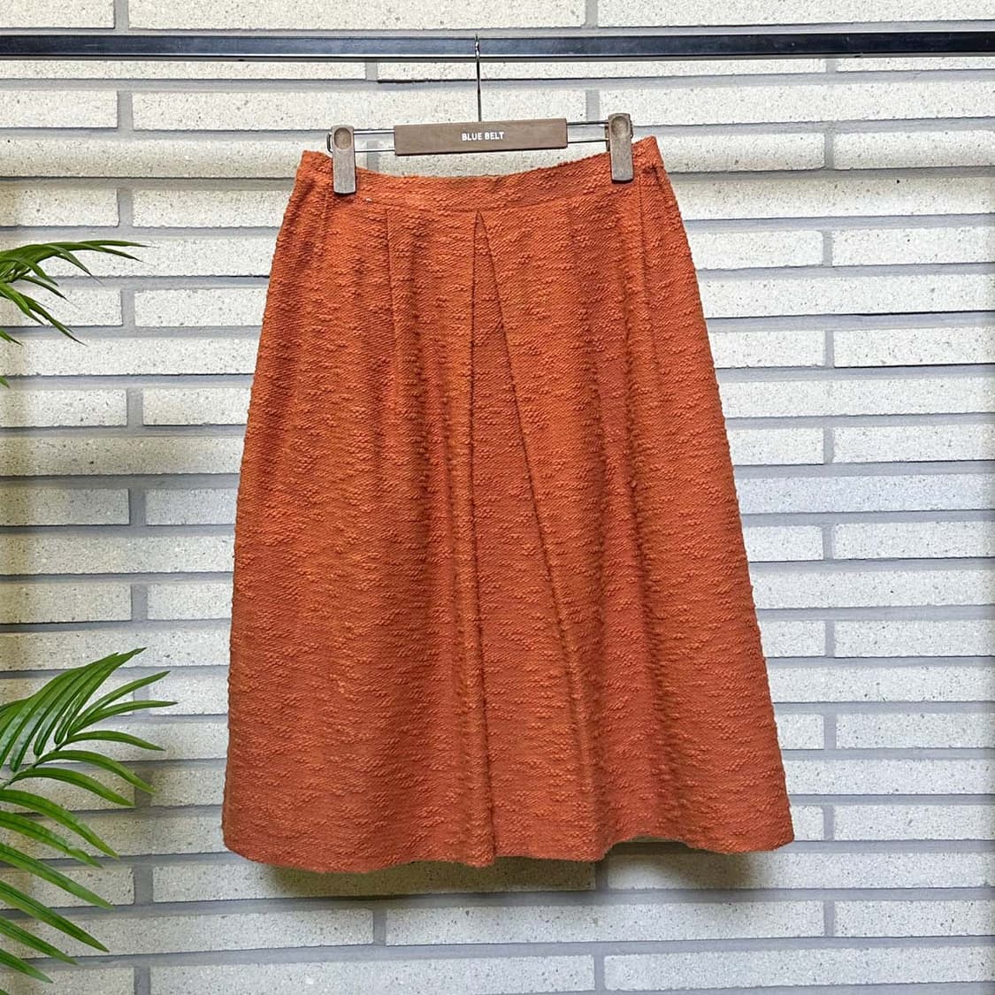 JPN VINTAGE 롱 스커트 플레어 핏 핀턱 부클 디테일 오렌지 상품이미지2