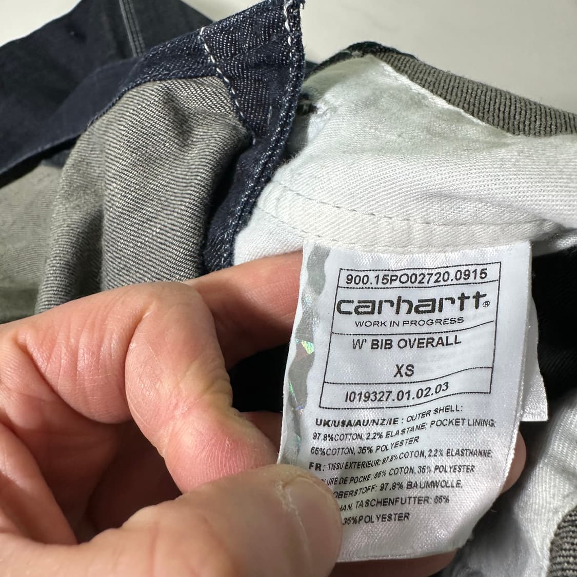 우먼S 칼하트 생지 W' BIB 데님 오버롤 멜빵바지 상품이미지6