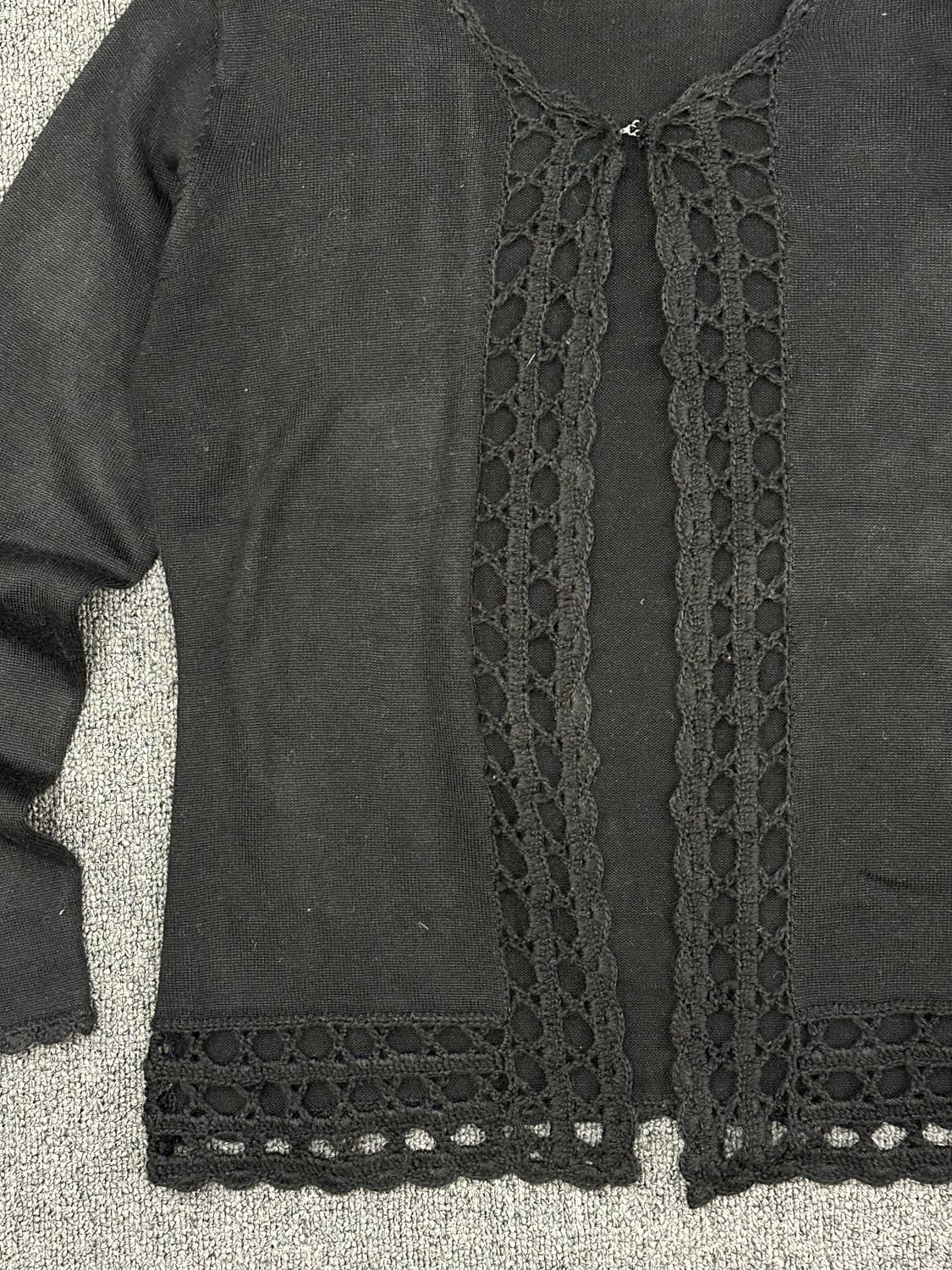 OS)Japanese vintage 여성 레이스 블랙 가디건 상품이미지2