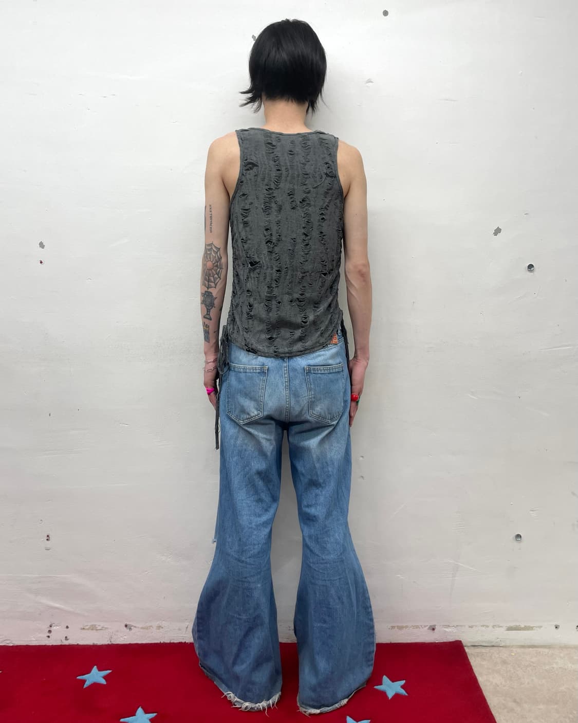 Star lace damage shirring sleeveless 상품이미지5