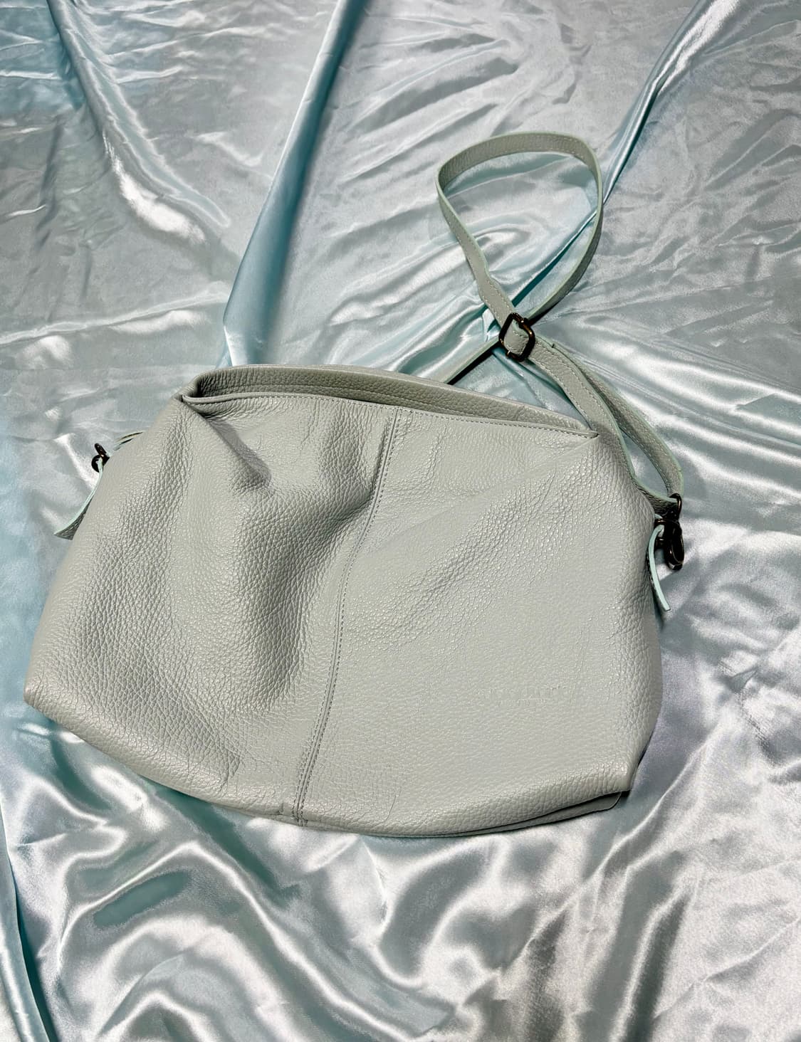 Pelletteria Veneta 빈티지 민트 티파니 블루 가죽 크로스백 상품이미지5