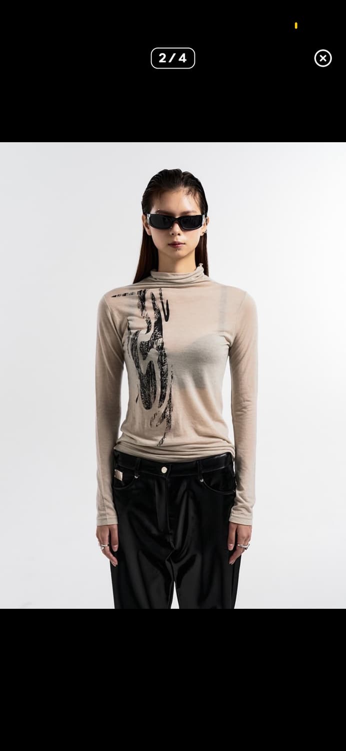 leey yeel 엘이이와이 씨스루 로고 터틀넥 상품이미지2