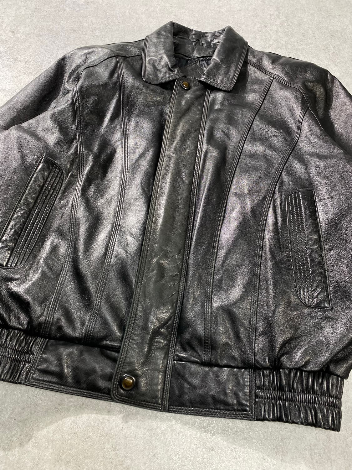 [105]90s Indian 블랙 덕다운 라이닝 양가죽 봄버자켓 상품이미지3