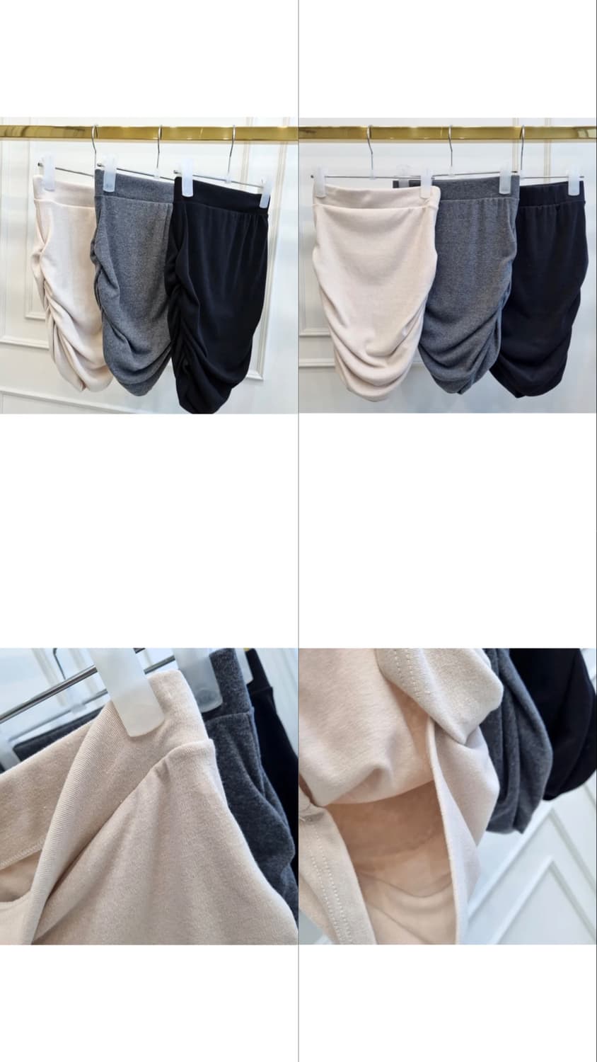 요나 셔링 미니스커트 3개 아이보리,차콜,블랙 상품이미지4