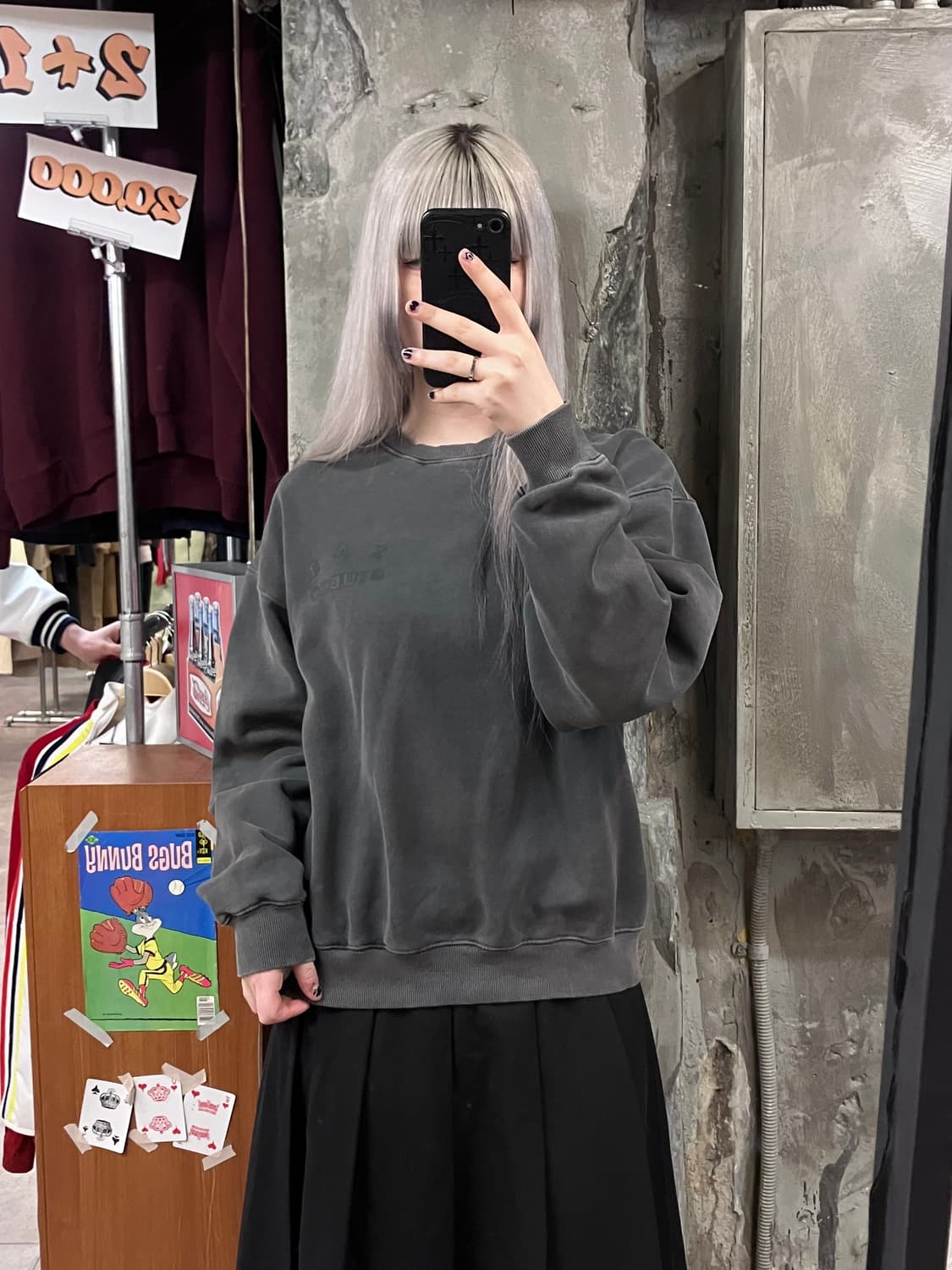 아이앱 스튜디오 기모 맨투맨 차콜 M #csz3523 상품이미지2