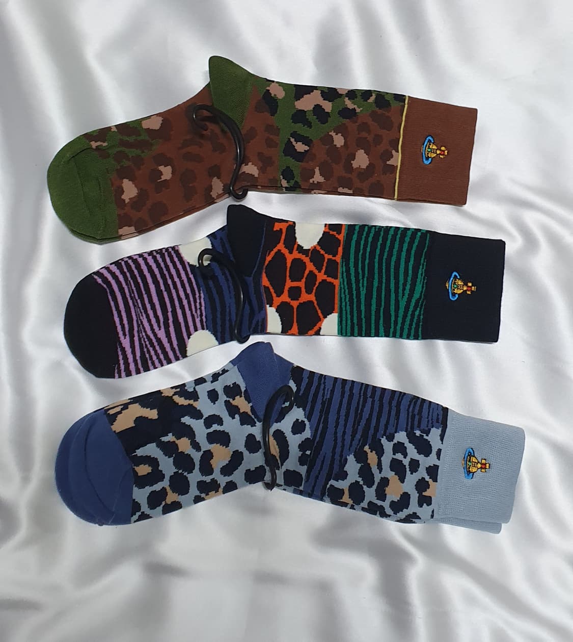 블루 퍼플 그린 호피 레오파드 말줄 패턴 비비안웨스트우드 양말  상품이미지7