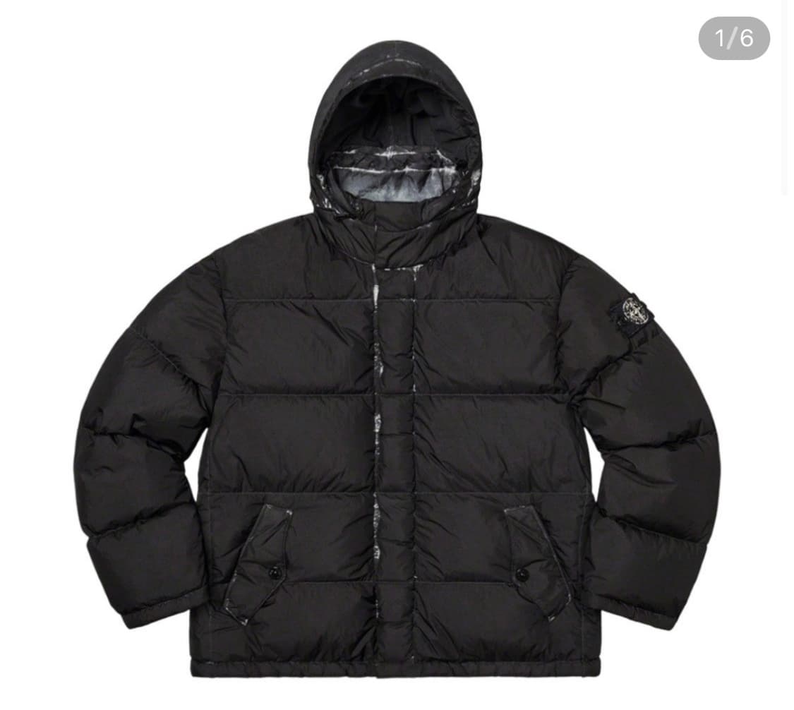 (L) 20FW 슈프림 x 스톤아일랜드 크링클랩스 다운 패딩 블랙 상품이미지1