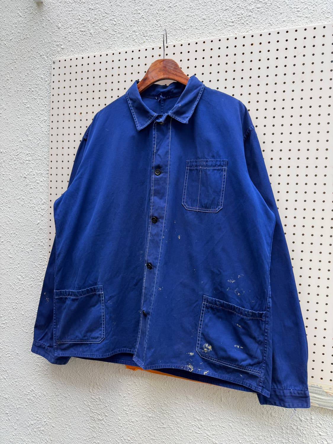 OLD VINTAGE DARK BLUE PAINTED 프렌치워크자켓 상품이미지4