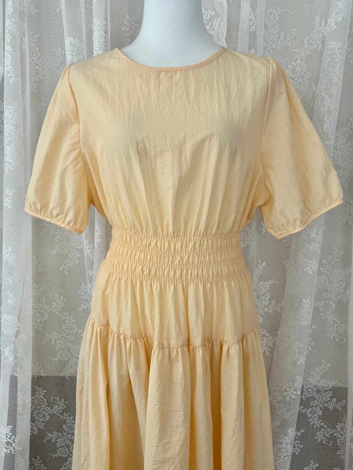 55) 마리끌레르 24ss 바스락 퍼프 프릴 원피스 옐로우 상품이미지3