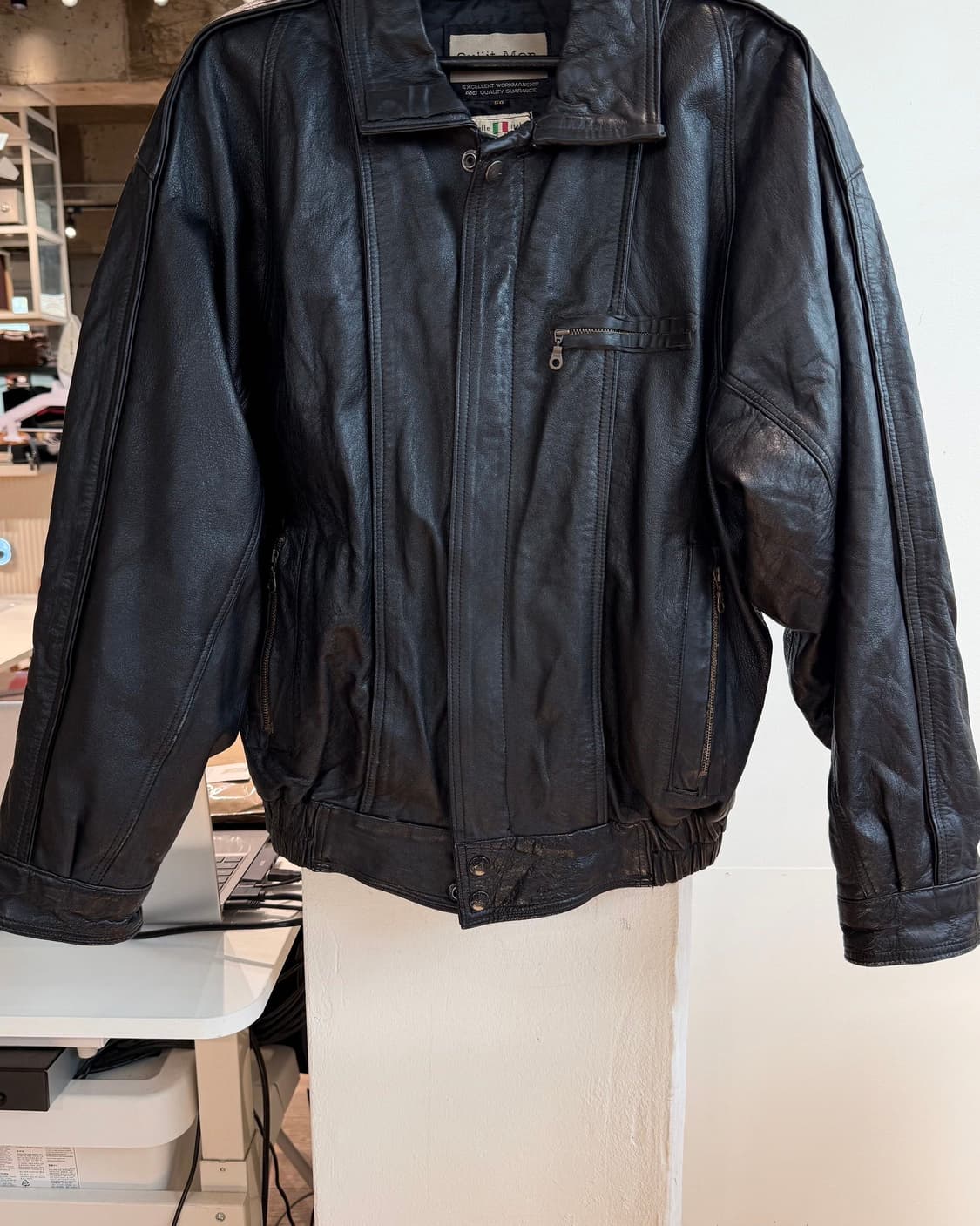 걸릿 맨 블랙 카우하인드 레더 자켓  상품이미지6