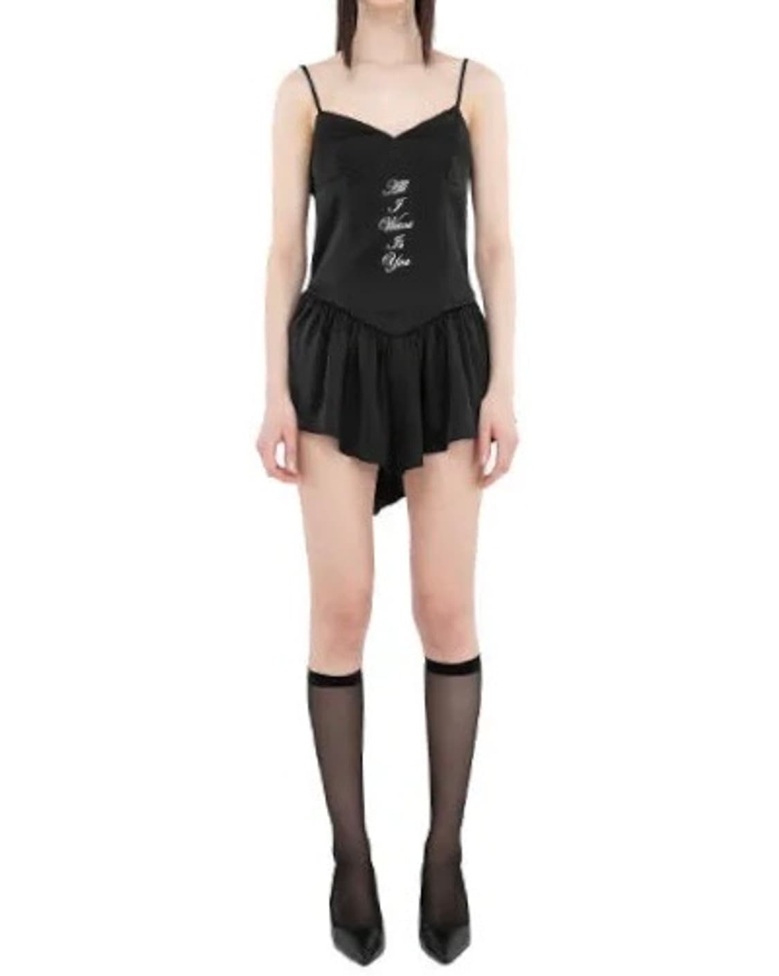 잇자바이브 레터링 사틴 원피스 새틴 슬립 상품이미지2