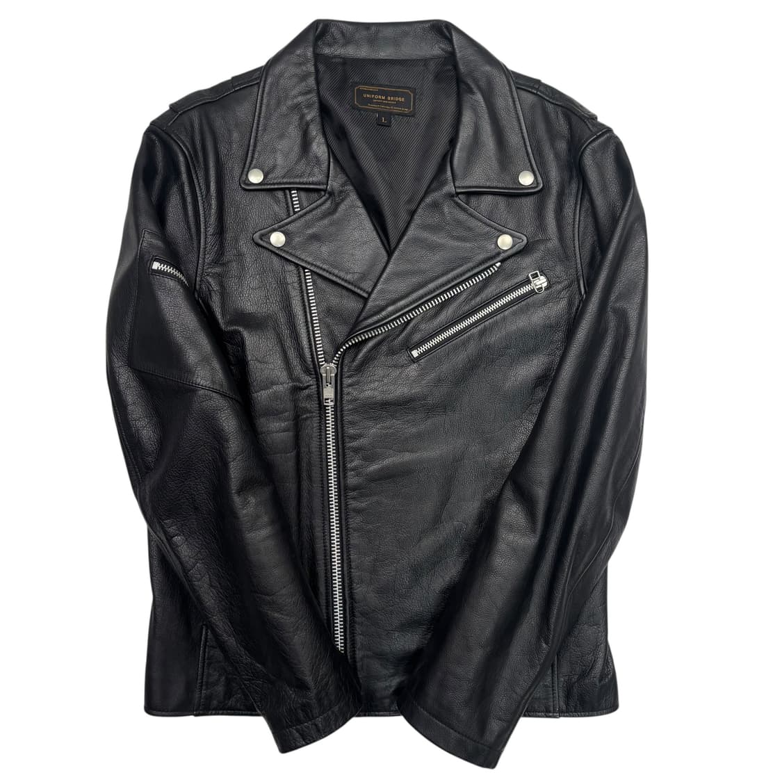 유니폼 브릿지 블랙 비대칭 레더 자켓 L 상품이미지1