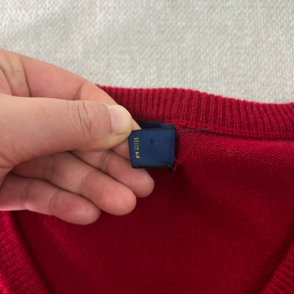 95 폴로랄프로렌 울 브이넥 레드 니트 상품이미지3