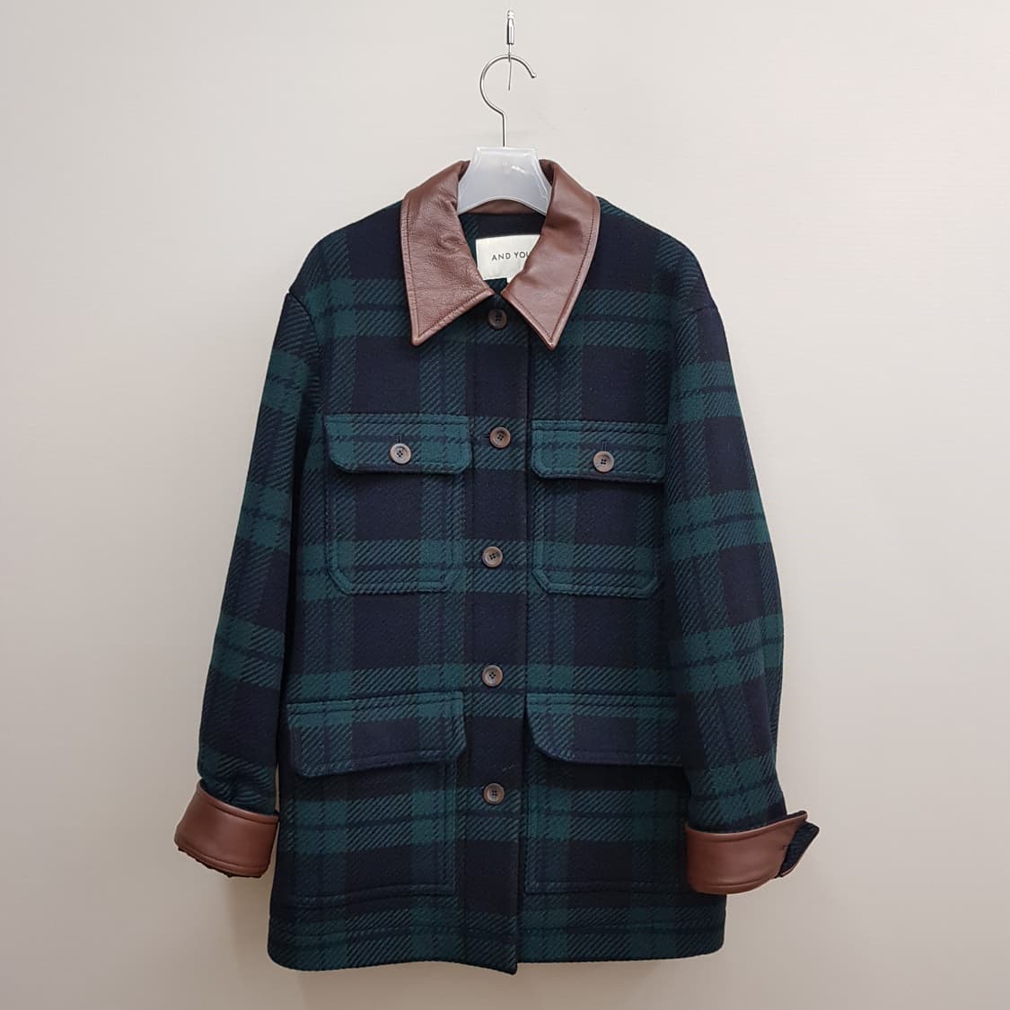 앤유 2023 미테 레더 카라 버튼업 울자켓 1사이즈 상품이미지10