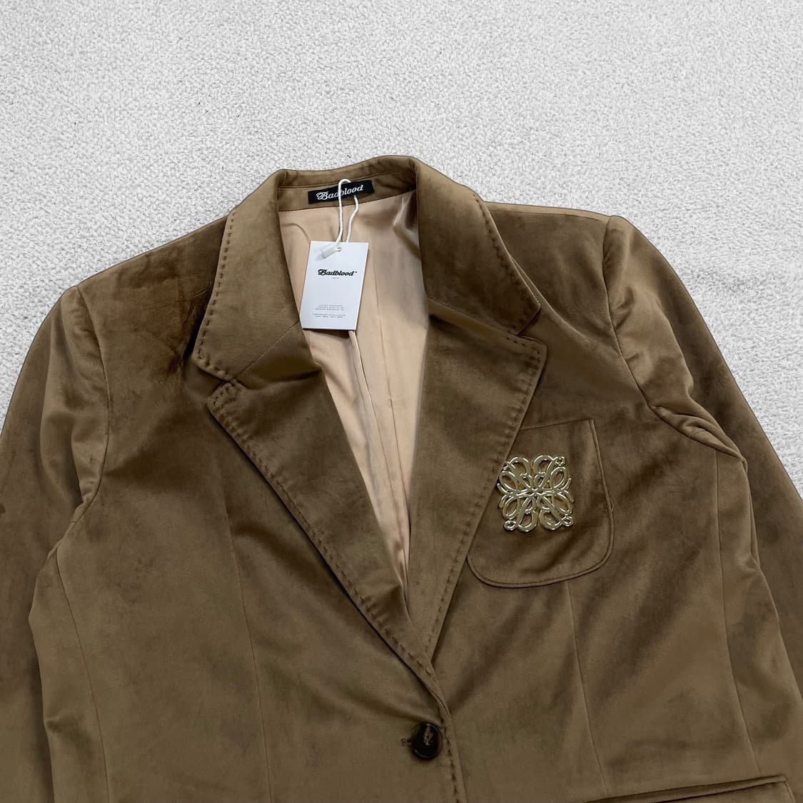 배드블러드 프뢰르 로고 오버핏 실크 벨벳 블레이저 자켓 상품이미지2