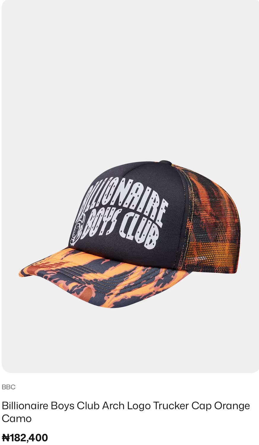 빌리어네어보이즈클럽 오렌지 카모 트러커 캡 상품이미지9