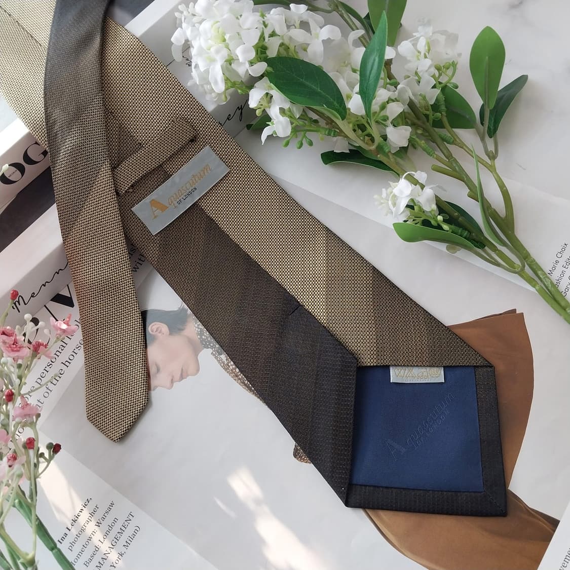 아쿠아스큐텀 실크 솔리드 텍스처 넥타이 9.8cm A+등급 K1708
 상품이미지6