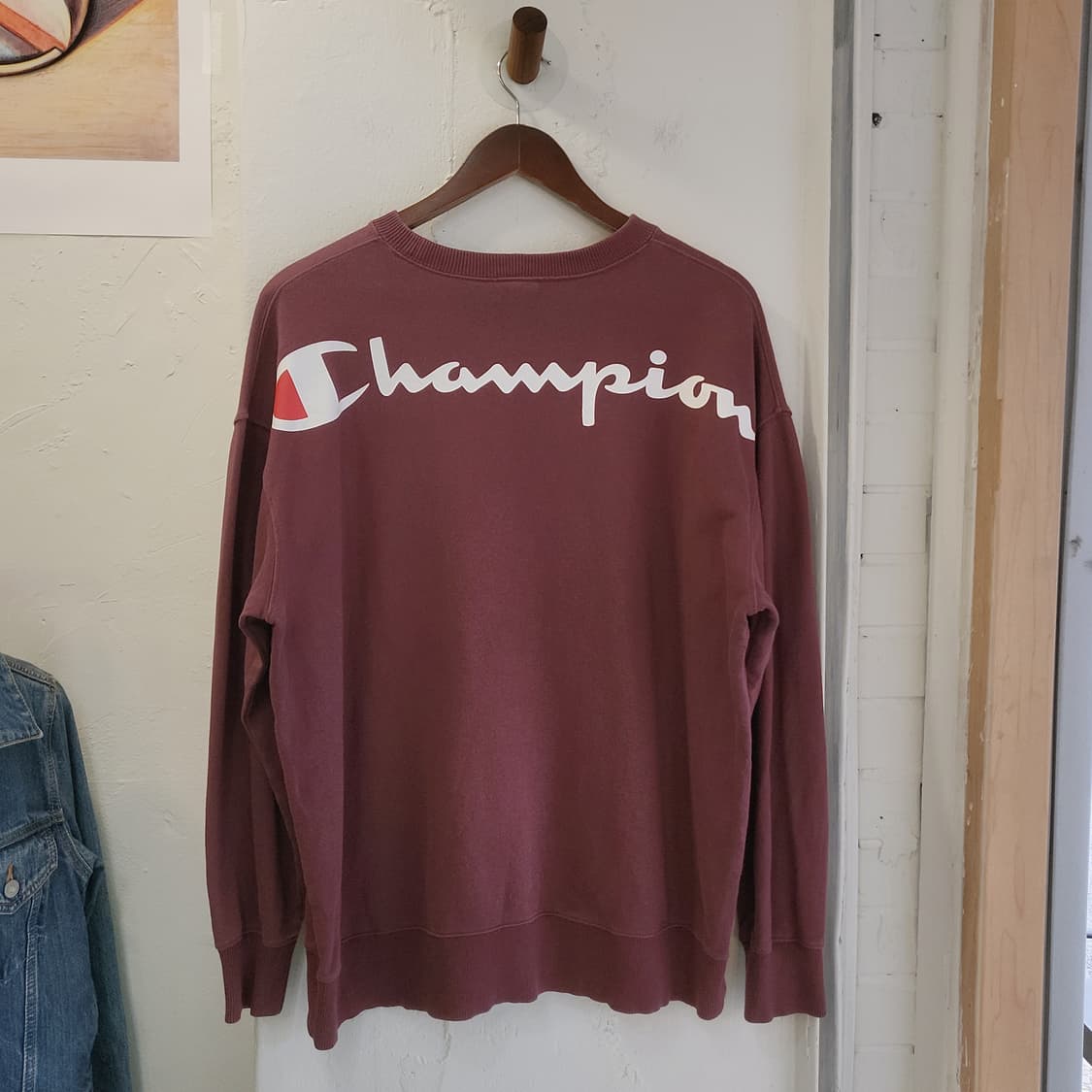 챔피온 버건디 백로고 맨투맨 M사이즈 상품이미지1