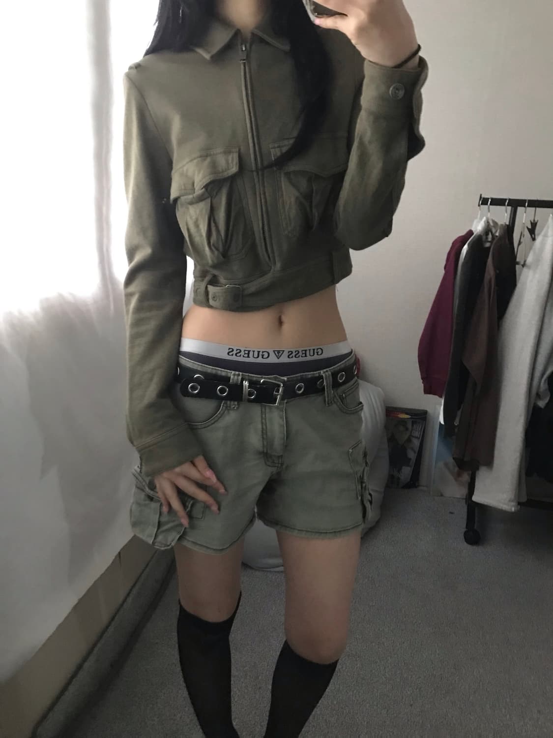 디젤 카키 벨티드 크롭 집업 상품이미지6