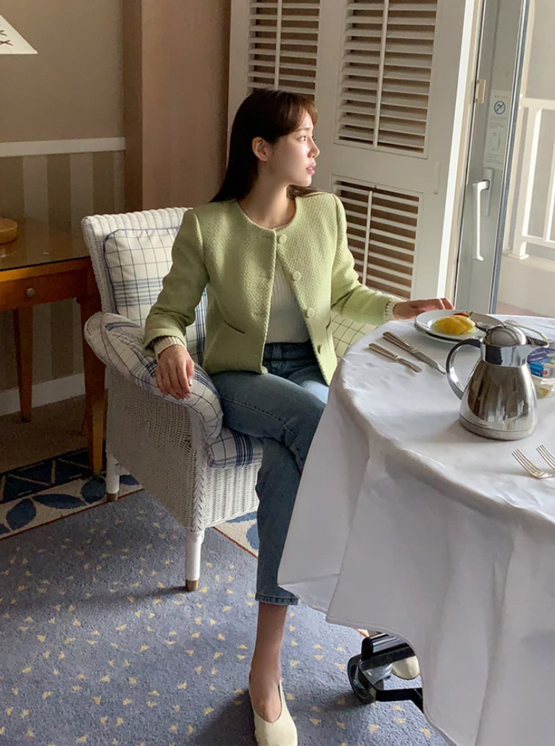 원로그 트위드 자켓 라이트그린 상품이미지4