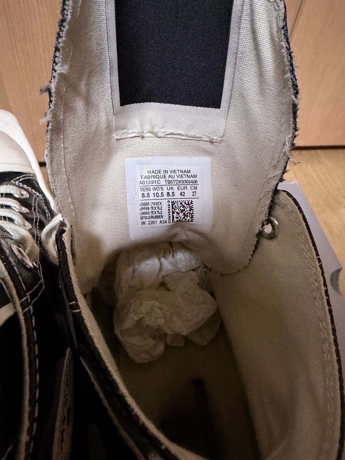 (270) 컨버스 x 다크쉐도우 터보다크 척 70 하이 블랙 래커드 데님 상품이미지7