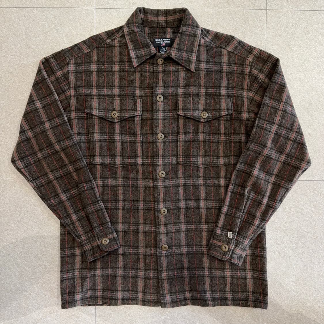 폴로 진스 울 캐시미어 체크 셔츠 자켓 상품이미지1