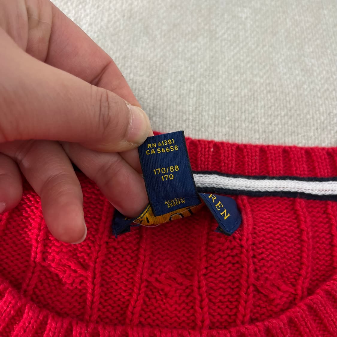 95 폴로랄프로렌 꽈배기 레드 니트 상품이미지4