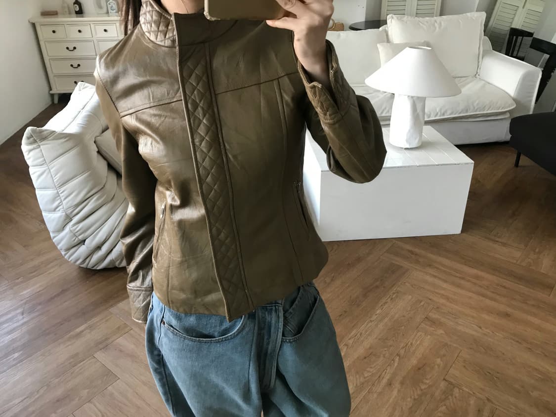 vintage zip-up leather jacket 상품이미지3