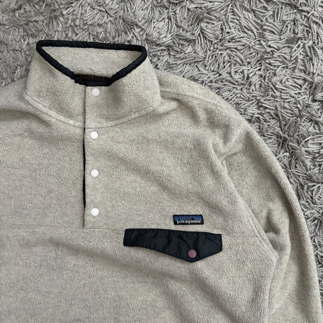 90s 파타고니아 신칠라 스냅-T 오트밀 헤더/블랙 USA 상품이미지2