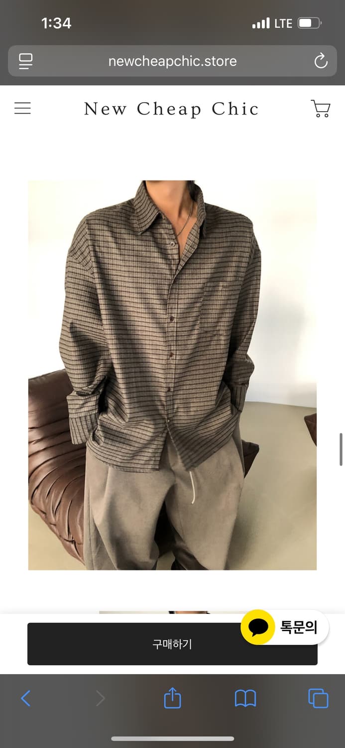 뉴치프시크 레트로 체크셔츠 브라운 상품이미지1